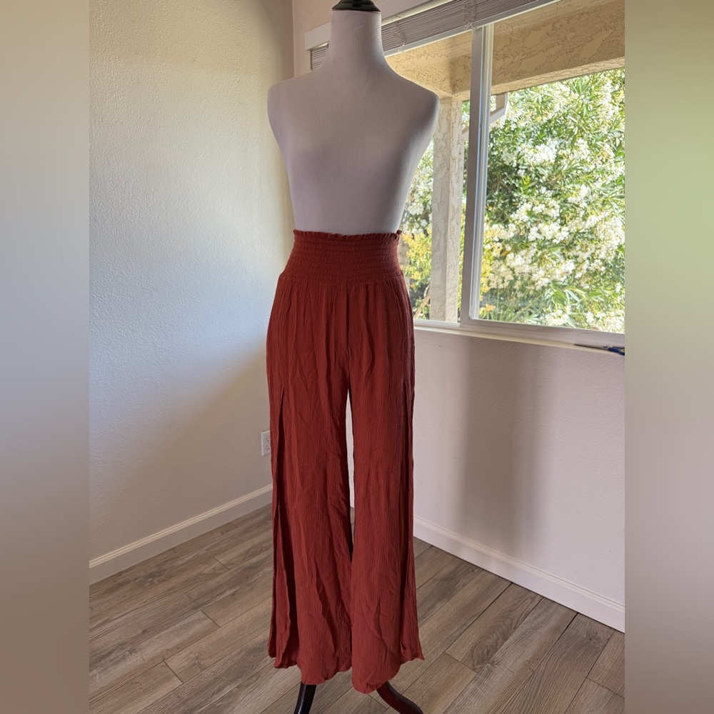 Rewash Women's Wide Leg Rust Orange Pants